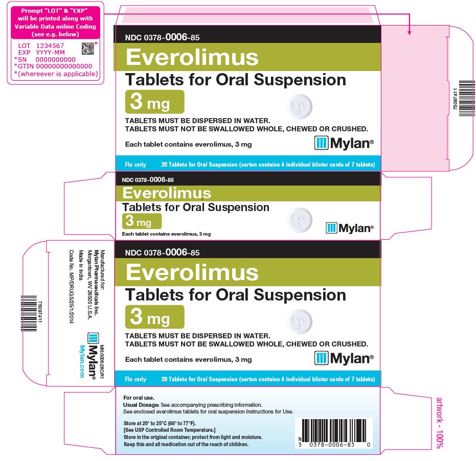 Everolimus Tablets for Oral Suspension 3 mg Carton Label