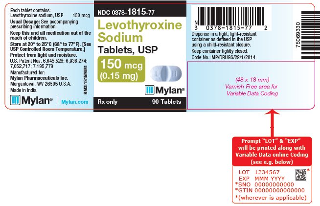 Levothyroxine Sodium Tablets, USP 150 mcg Bottle Label