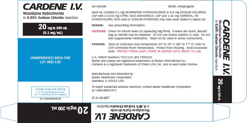 CARDENE Representative 20 mg Carton Label 2 of 2  NDC 43066-009-10