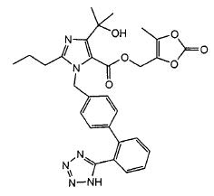 Structural formula for olmesartan medoxomil.