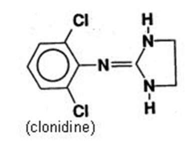 The chemical structure for Clonidine.