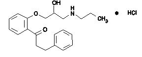 The structural formula for propafenone HCl is 2’-[2-Hydroxy-3-(propylamino)-propoxy]-3-phenylpropiophenone hydrochloride, with a molecular weight of 377.92. The molecular formula is C21H27NO3•HCl.