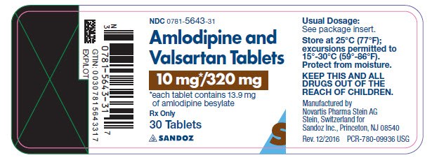 Amlodipine and Valsartan Tablets 10mg/320mg label