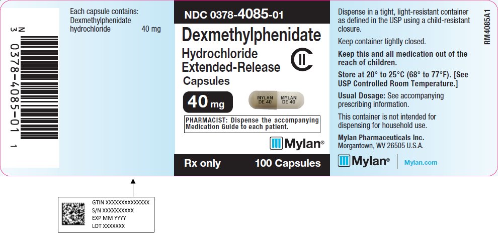 Dexmethylphenidate Hydrochloride Extended-Release Capsules 40 mg Bottle Label