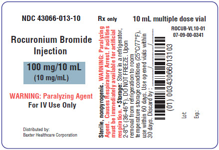 Rocuronium Representative Container Label 100 mg 43066-013-10