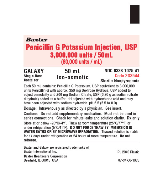 Penicillin G Potassium Representative Container Label  NDC 0338-1025-41 1 of 2