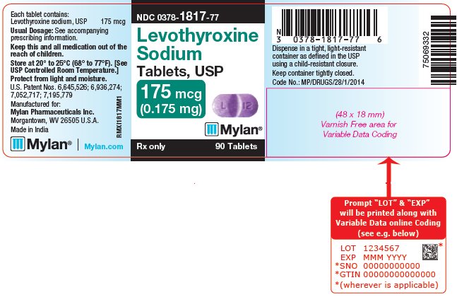 Levothyroxine Sodium Tablets, USP 175 mcg Bottle Label