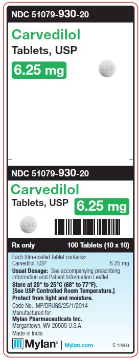 Carvedilol 6.25 mg Tablets Unit Carton Label
