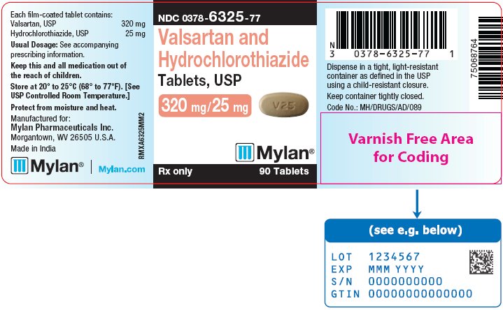 Valsartan and Hydrochlorothiazide Tablets 320 mg/25 mg Bottle Label