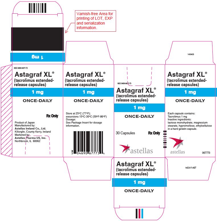 Astagraf XL (tacrolimus extended-release capsules) 1 mg carton label