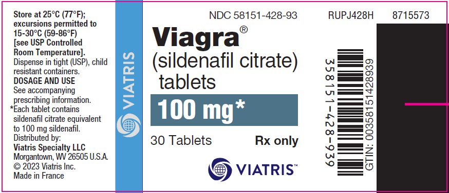 Viagra (sildenafil citrate) Tablets 100 mg Bottle Label