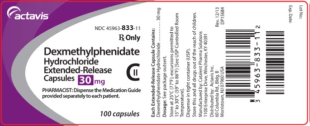 Dexmethylphenidate Hydrochloride Extended-Release Capsules CII 30 mg, 100s Label