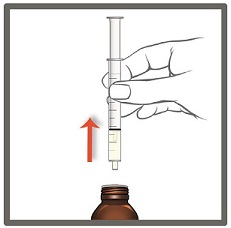 7. Carefully remove the oral syringe from the bottle adapter.