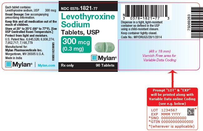 Levothyroxine Sodium Tablets, USP 300 mcg Bottle Label