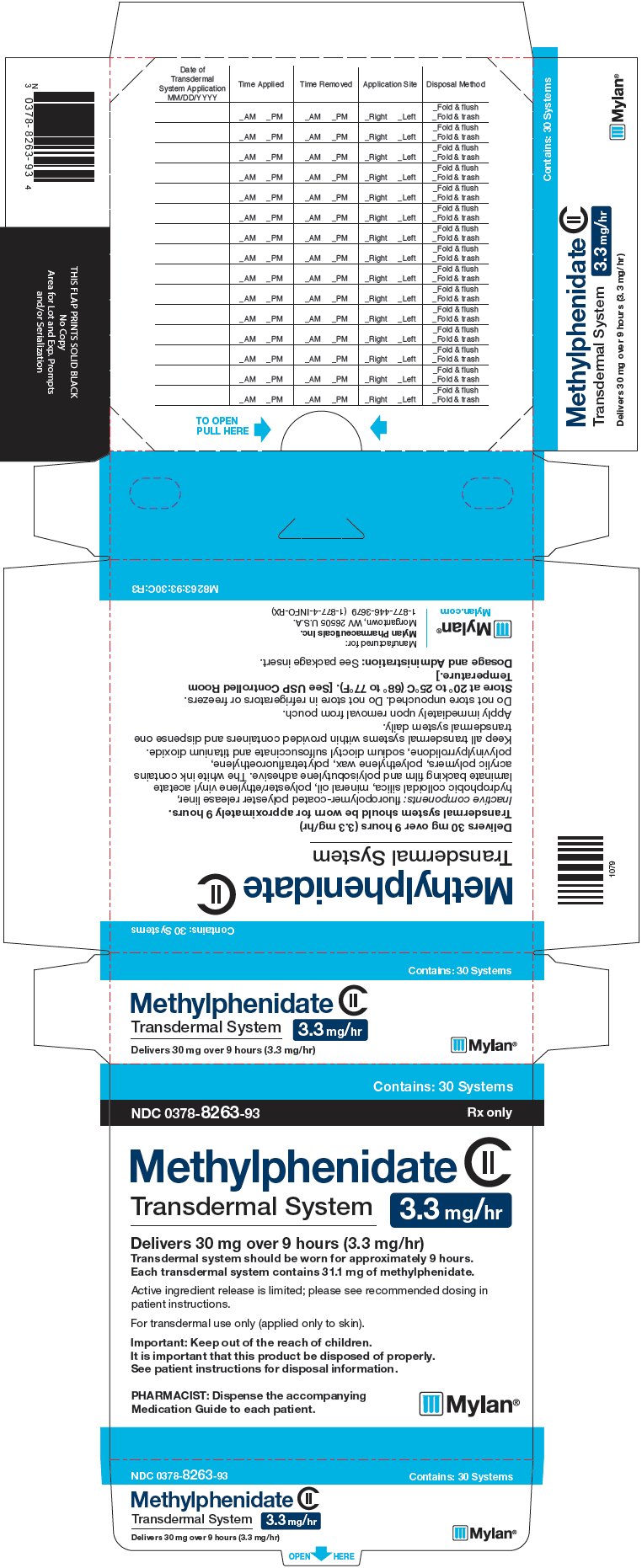 Methylphenidate Transdermal System 3.3 mg/hr Carton Label