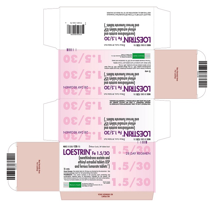Clinic Use Only, Loestrin® Fe 1/20 (norethindrone acetate and ethinyl estradiol tablets USP and ferrous fumarate tablets*) 28 Day Regimen, 30 Blister Cards, 28 Tablets Each, Carton, Part 1 of 2