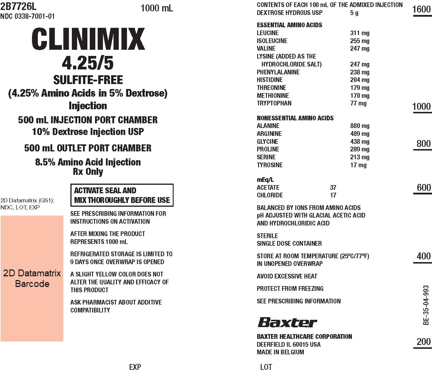 Clinimix Representative Container Label 0338-7001-01