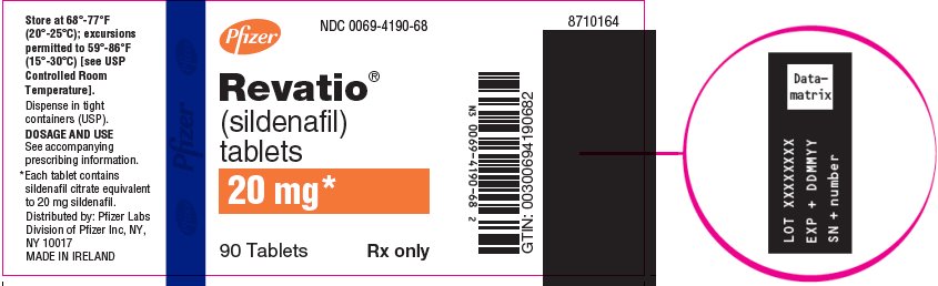 Revatio (sildenafil) Tablets 20 mg Bottle Label