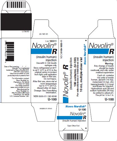 Image of Novolin R vial carton