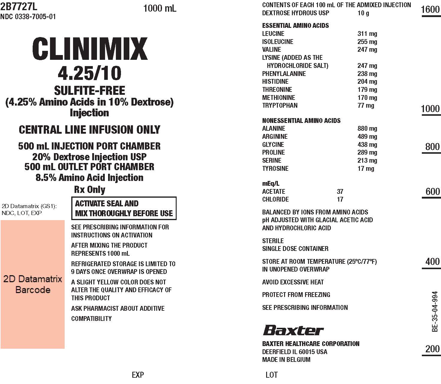 Clinimix Representative Container Label 0338-7005-01