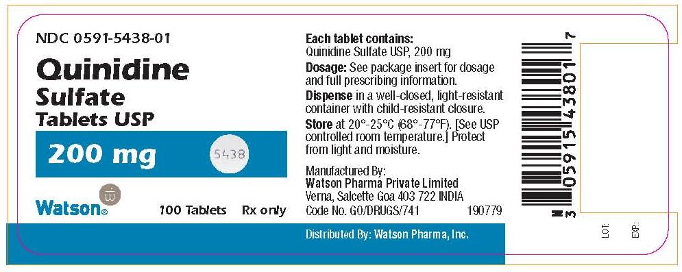 NDC 0591-5438-01
Quinidine 
Sulfate  
Tablets USP
200 mg
Watson     100 Tablets      Rx only
