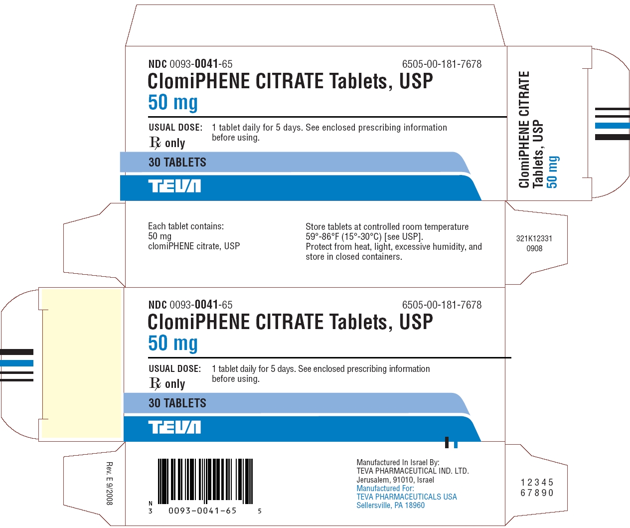 ClomiPHENE Citrate Tablets USP 50 mg 30s Carton