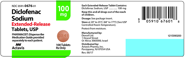 NDC 0591-0676-01 Diclofenac Sodium Extended-Release Tablets, USP 100 mg 100 Tablets Rx Only