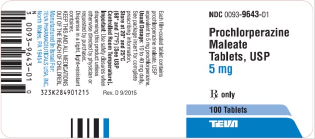 Prochlorperazine Maleate Tablets USP 5 mg, 100s Label
