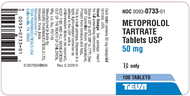 Metoprolol Tartrate Tablets USP 50 mg 100s Label