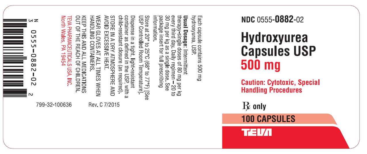 Hydroxyurea Capsules USP 500 mg 100s Label