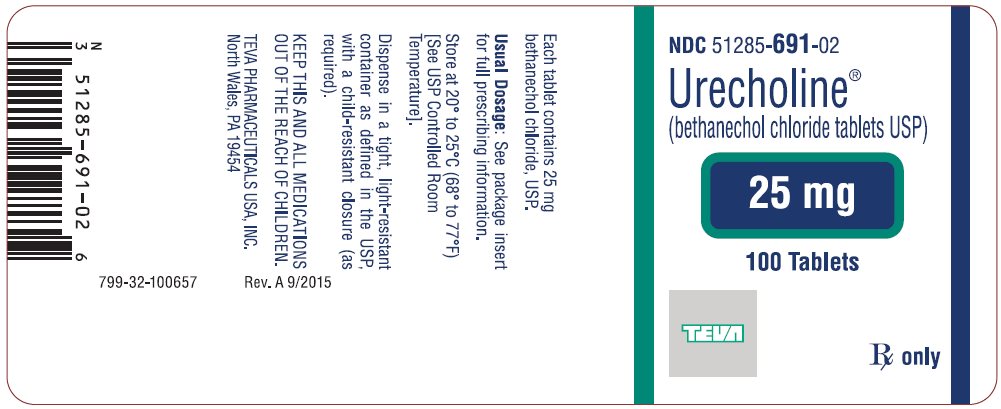 Urecholine® (bethanechol chloride tablets USP) 25 mg, 100s Label