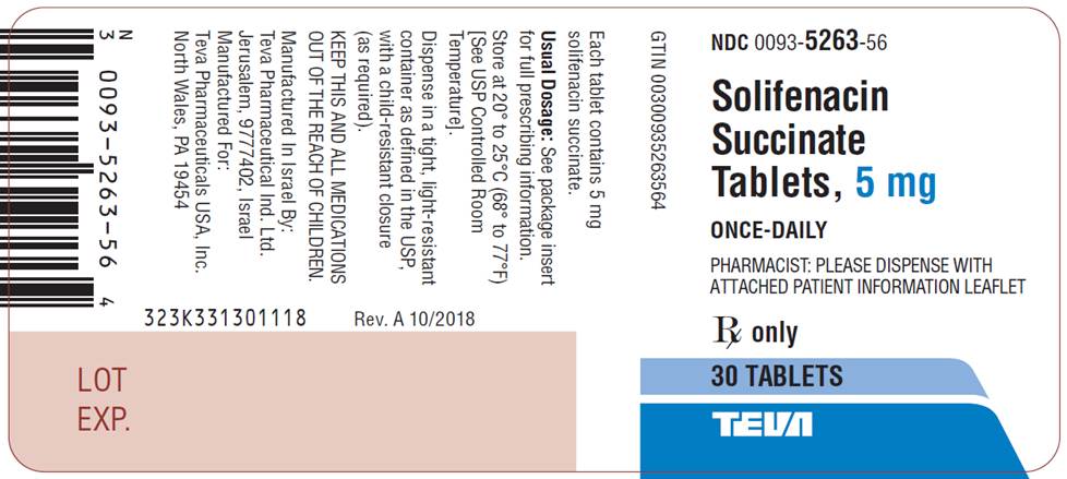 Solifenacin Succinate Tablets, 5 mg, 30 Tablets Label