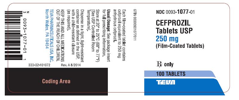Cefprozil Tablets USP 250 mg 100 Tablet Label