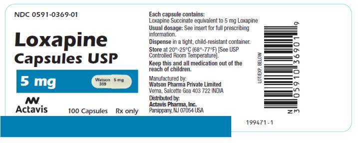PRINCIPAL DISPLAY PANEL NDC 0591-0369-01 Loxapine Capsules USP 5 mg 100 Capsules Rx Only