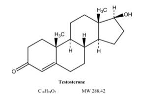 The structural formula for testosterone gel 1% is testosterone, USP, an androgen. Testosterone, USP is a white to practically white crystalline powder chemically described as 17-beta hydroxyandrost-4-en-3-one.