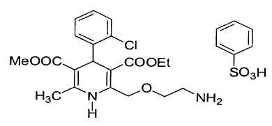 Structural formula for amlodipine besylate.