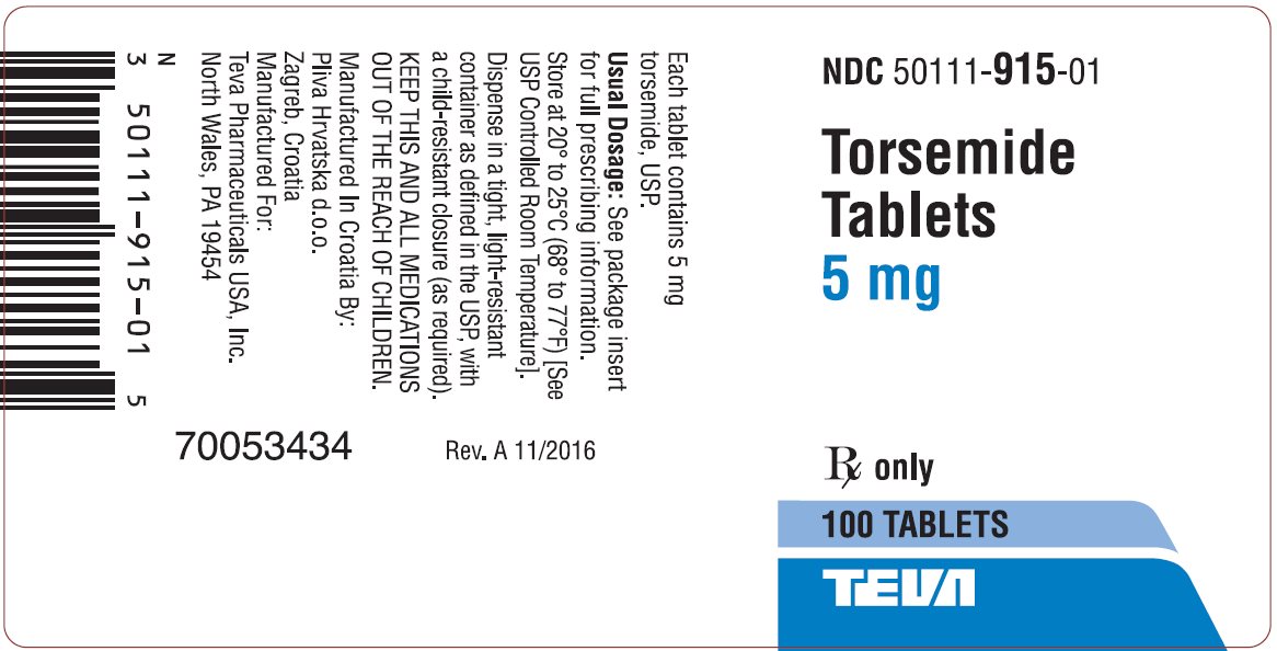 Torsemide Tablets 5 mg, 100s Label