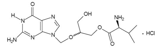 The chemical structure of valganciclovir HC1.