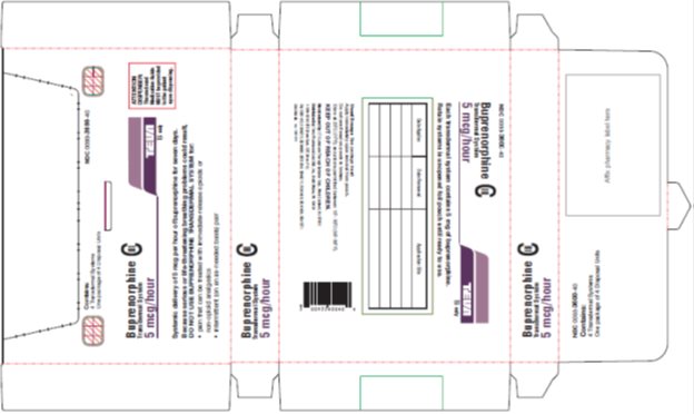 Buprenorphine Transdermal System 5 mcg/hour, 4 Transdermal Systems and One Package of 4 Disposal Units, Carton