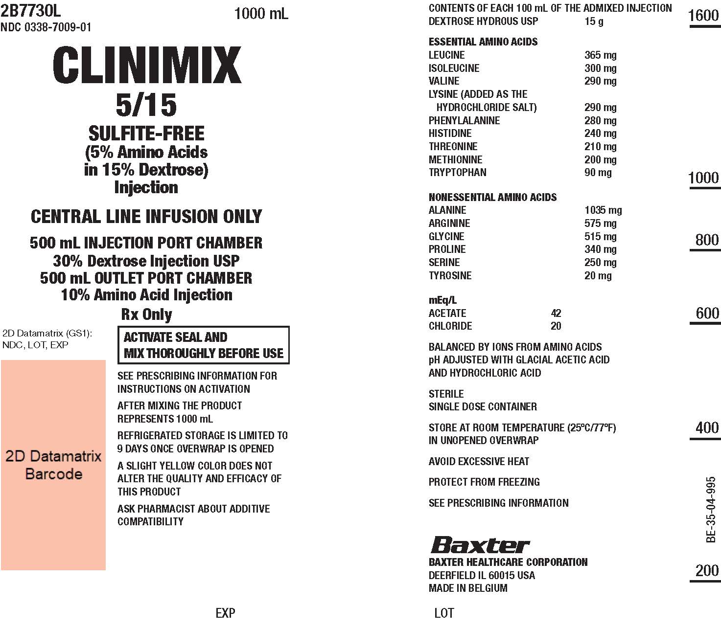 Clinimix Representative Container Label 0338-7009-01
