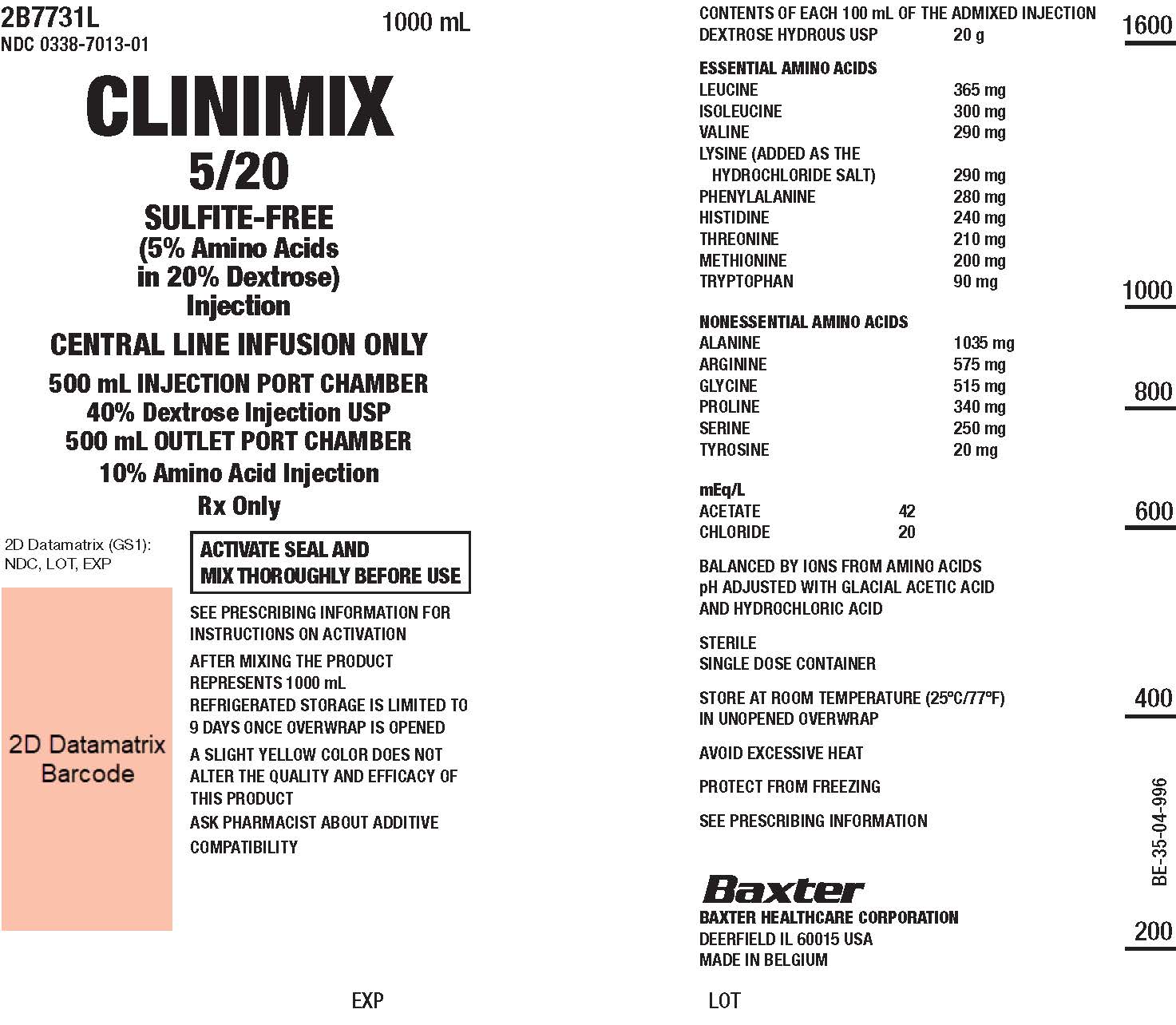 Clinimix Representative Container Label 0338-7013-01