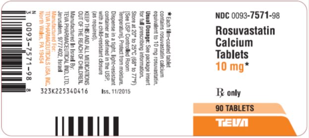 Rosuvastatin Calcium Tablets 10 mg, 90s Label