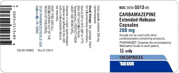 Carbamazepine Extended-Release Capsules 200 mg 120s Label
