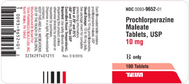 Prochlorperazine Maleate Tablets USP 10 mg, 100s Label