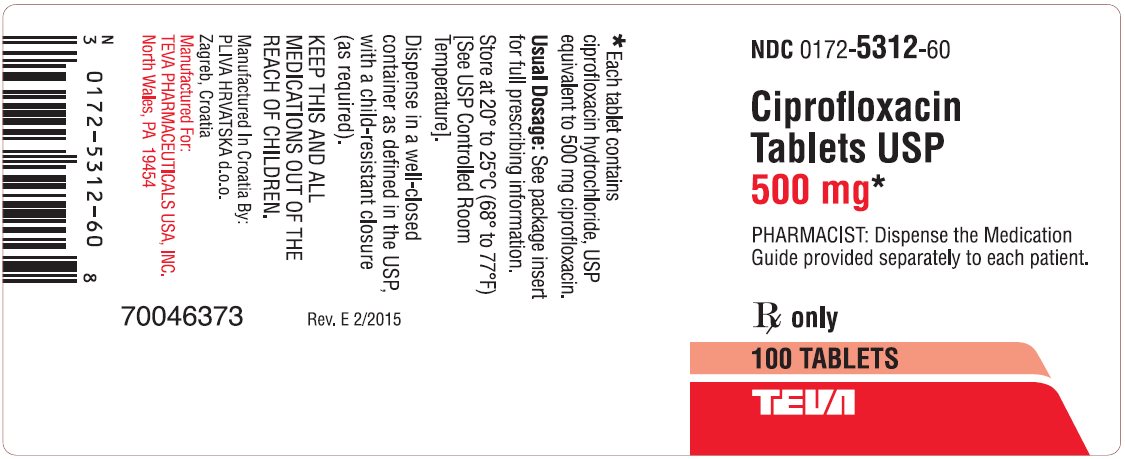 Ciprofloxacin Tablets USP 500 mg 100s Label