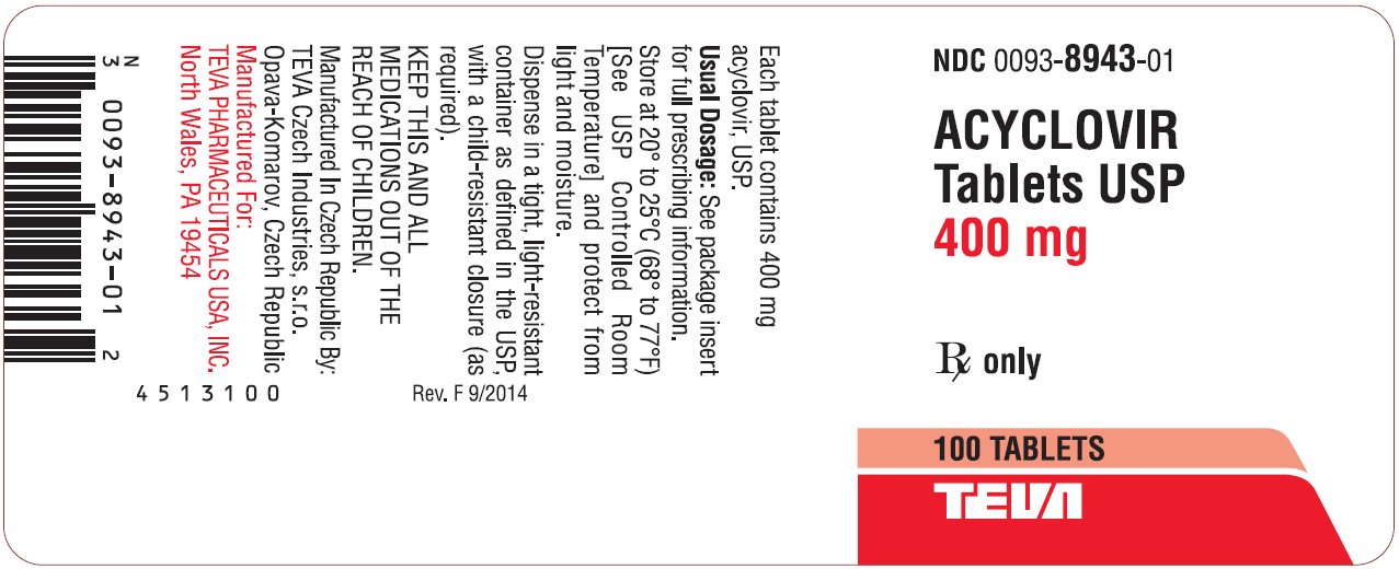 Acyclovir Tablets USP 400 mg 100s Label