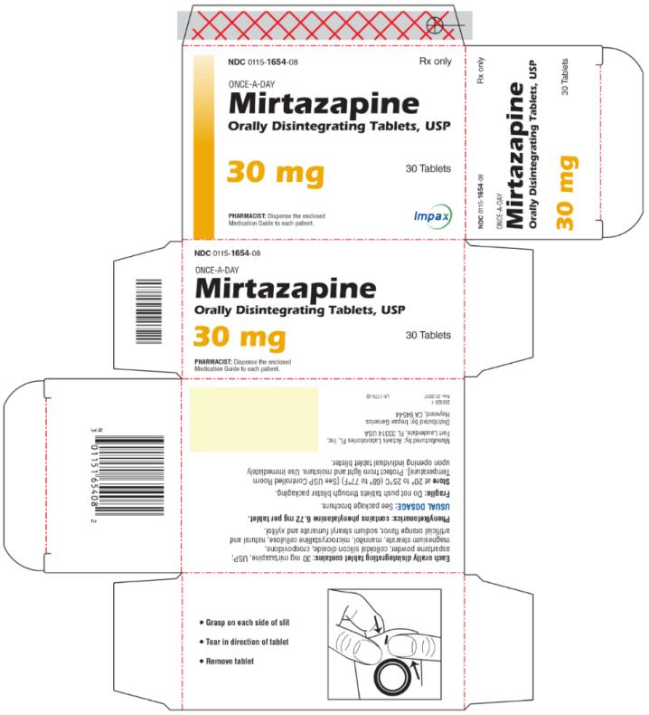 PRINCIPAL DISPLAY PANEL NDC 0115-1654-08 ONCE-A-DAY Mirtazapine Orally Disintegrating Tablets, USP 30 mg 30 Tablets Rx Only