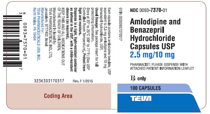 Amlodipine and Benazepril HCl Capsules USP 2.5 mg/10 mg 100s Label