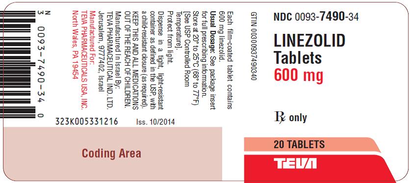 Linezolid Tablets 600 mg, 20s Label