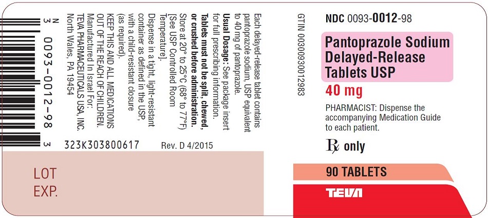 Pantoprazole Sodium Delayed-Release Tablets USP 40 mg 90s Label